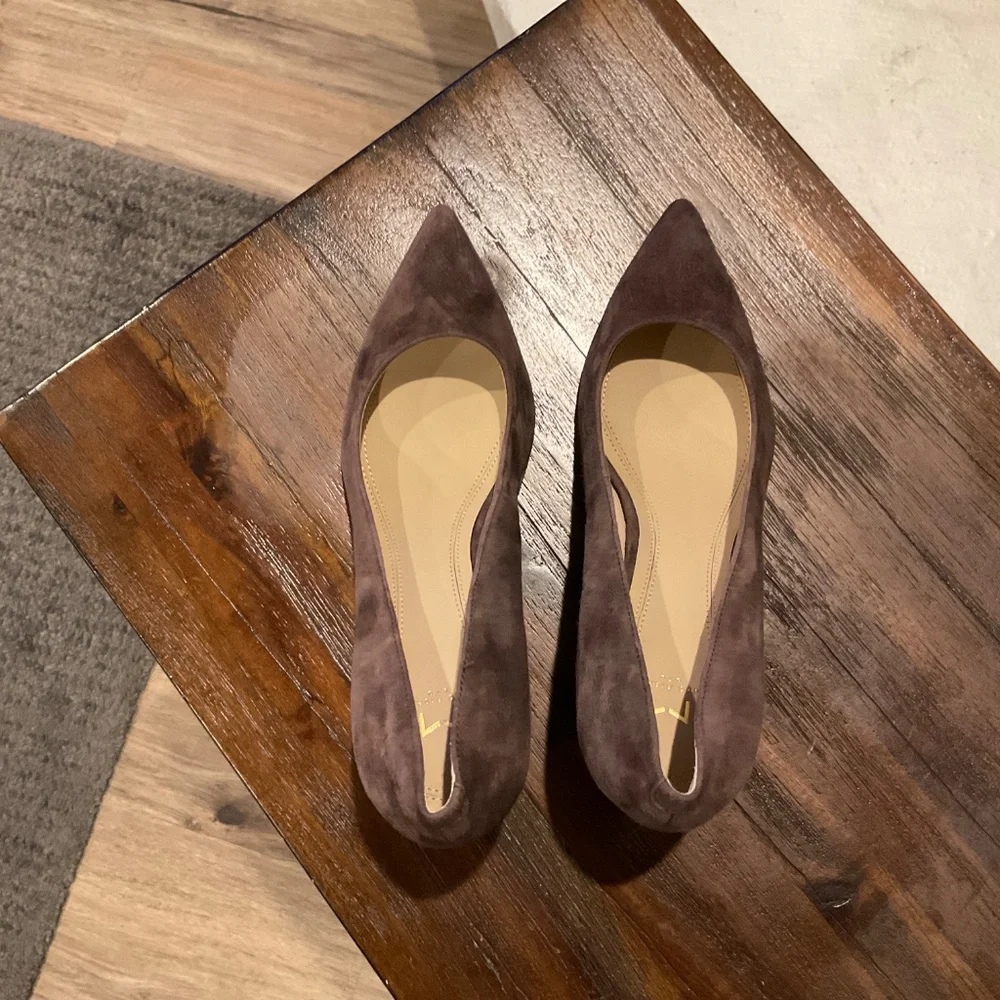 Marc Fisher Brown Suede Block Heel Pumps
